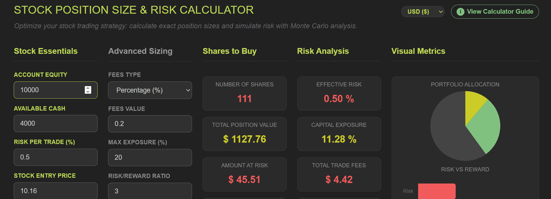 Stock risk calculator