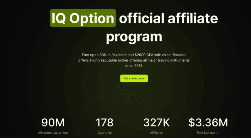 Affiliate program offered by IQ Option