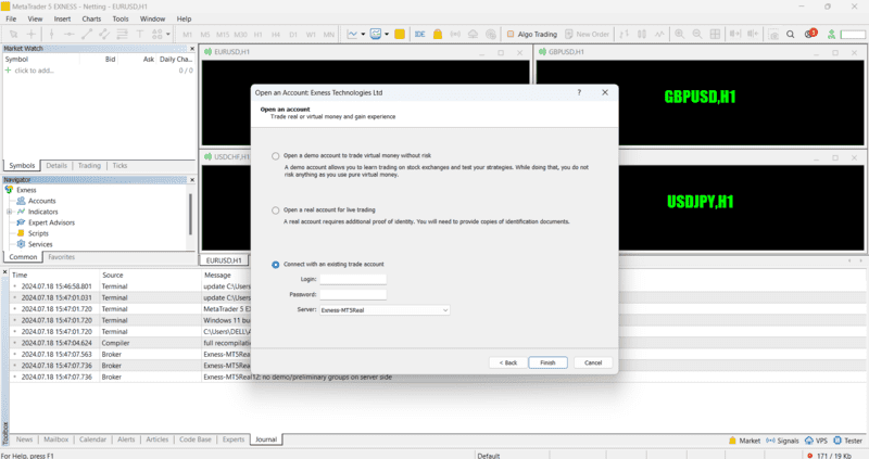Back inside the MT5 application