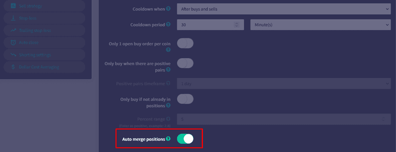 Auto merge positions Auto merge positions