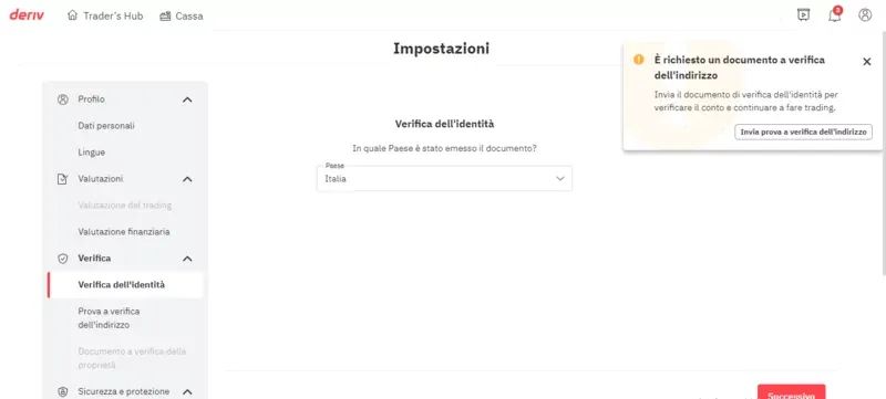Deriv (Binary.com) in Italy Sign-up