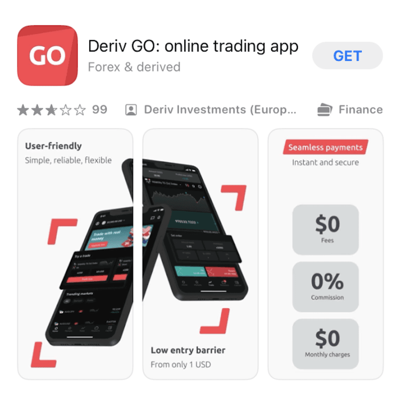 Deriv GO: Это приложение предназначено для начинающих трейдеров