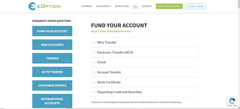 How to withdraw funds from the eOption