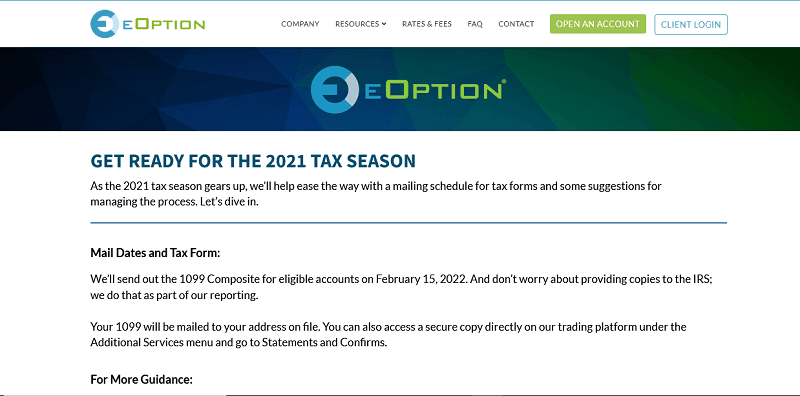 Does eOption charge tax