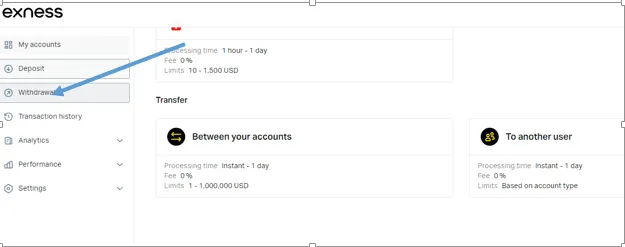 Tap Withdrawal on the Accounts tab on your main screen