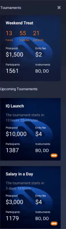 IQ Option Trading tournaments for additional income