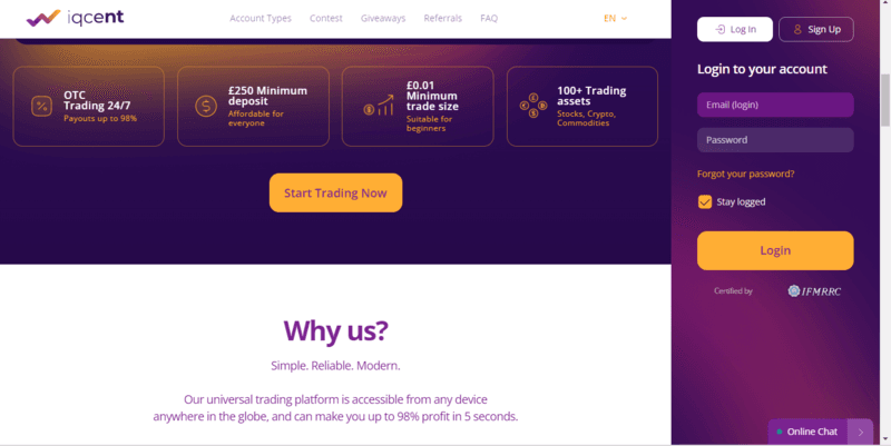 IQCent leading binary options brokers