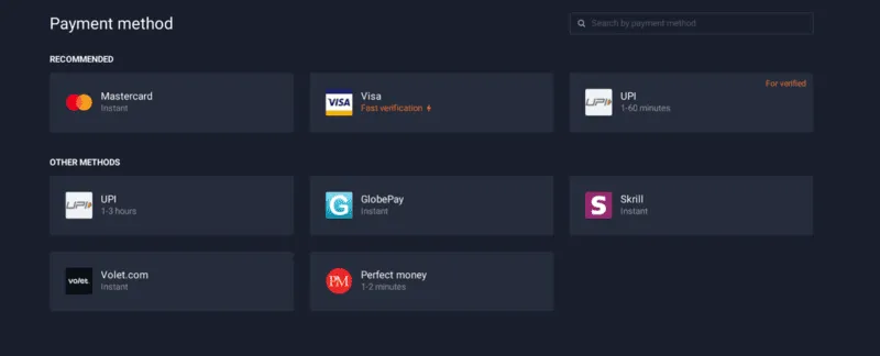 Legal payment options supported in India