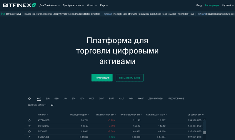Офіційний сайт Bitfinex