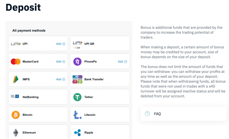 Payment options available on Binarium Payment options available on Binarium
