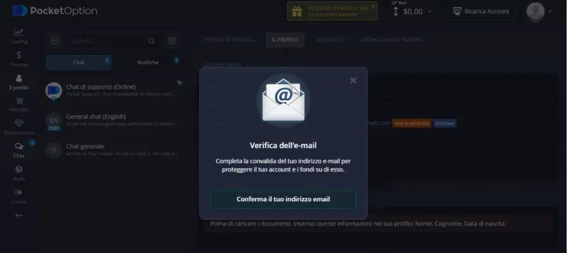PocketOption in Italy Sign-up