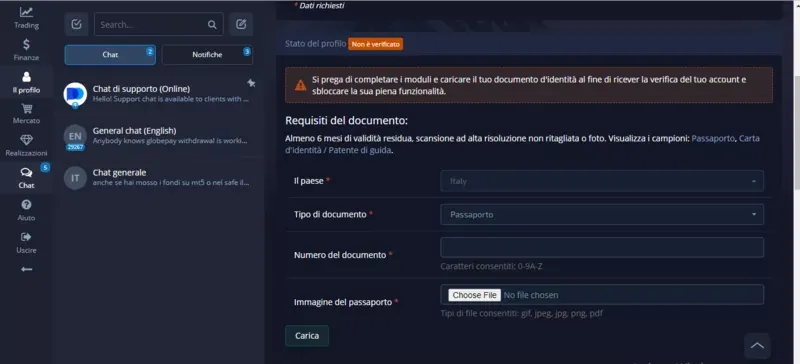 PocketOption in Italy Sign-up and Verification Process