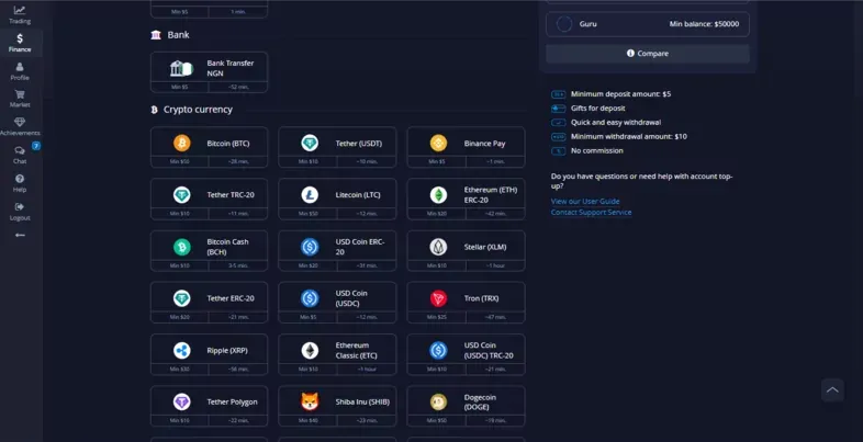 PocketOption in Italy Trading Features