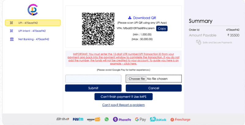 Processing UPI payments via multiple vendors