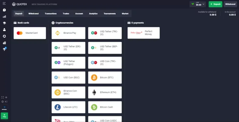 Quotex in Italy Trading Features