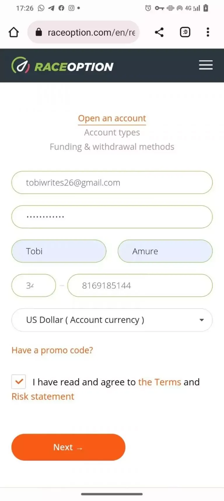 Race Option Mobile App