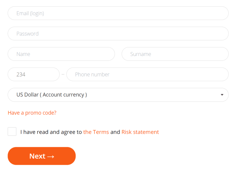Race Option Процесс регистрации и верификации Race Option Процесс регистрации и верификации