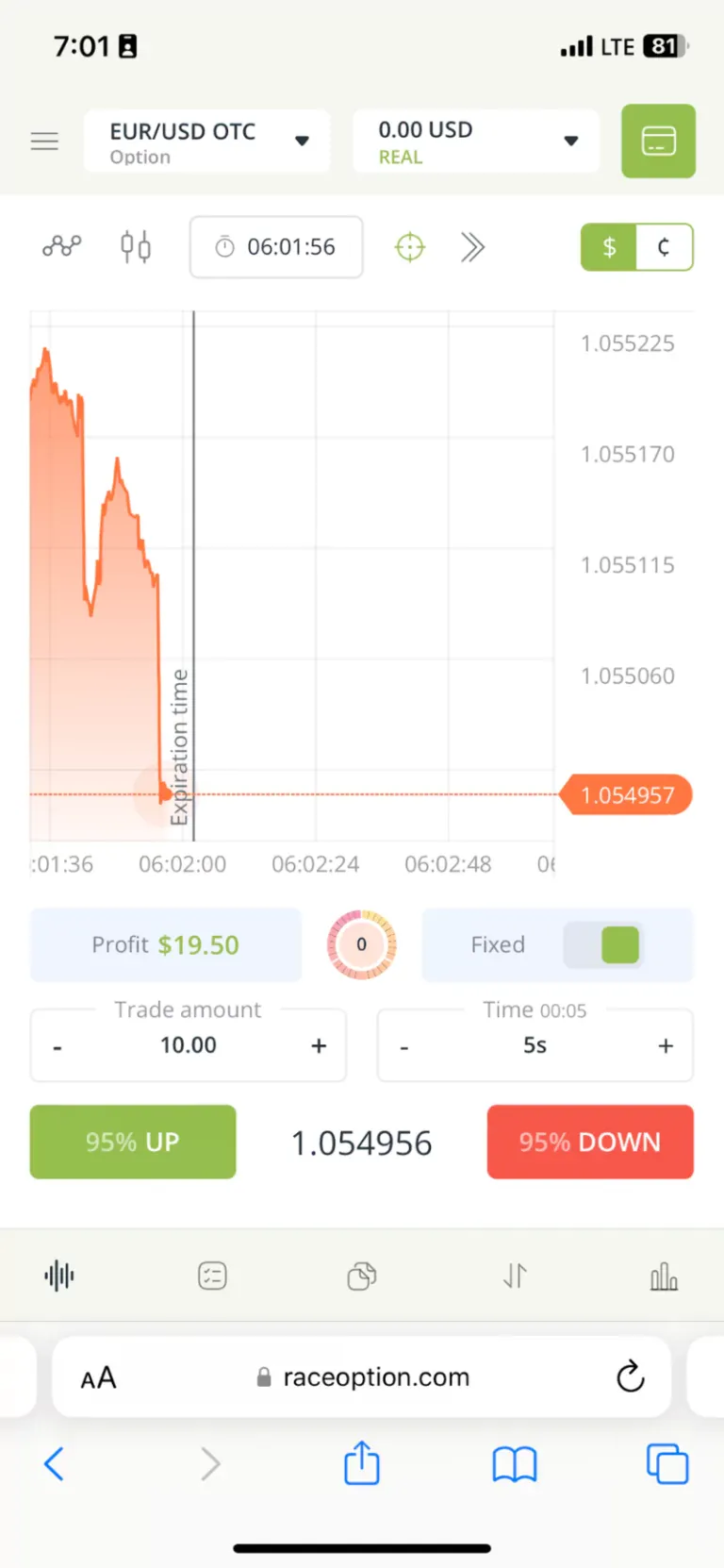 RaceOption in Italy Mobile App