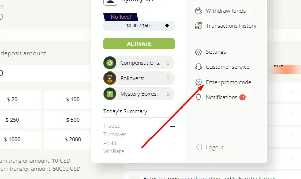 Raceoption enter promo