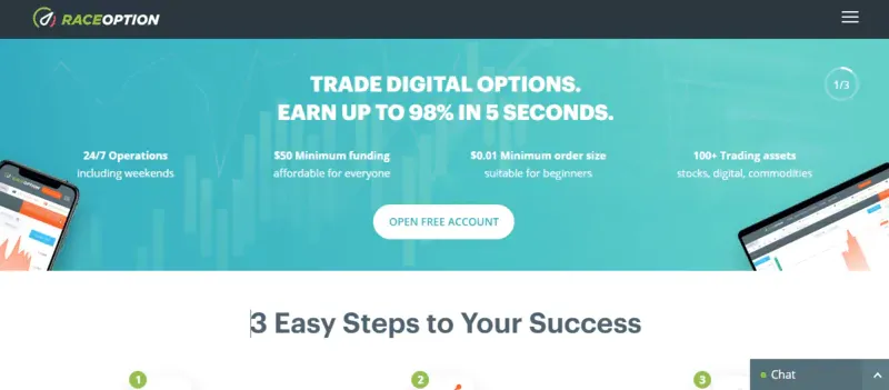 Go to Raceoption’s website