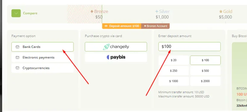 Raceoption choose payment