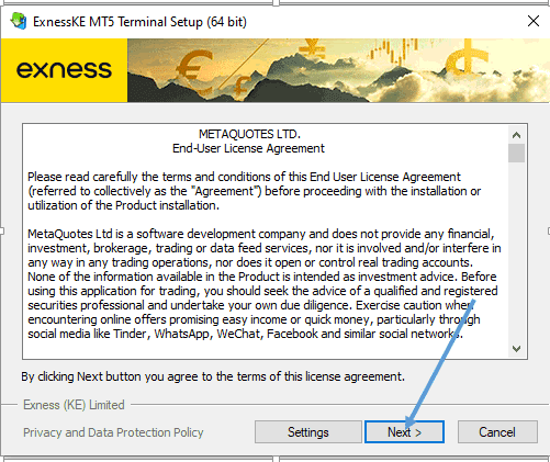 click Next to agree to the End-User License Agreement 